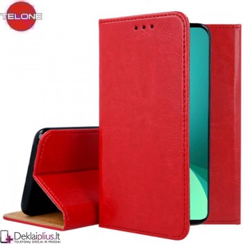 Telone grynos odos dėklas - raudonas (telefonams Xiaomi 12/12X) Telone grynos odos dėklas - raudonas (telefonams Xiaomi 12/12X)